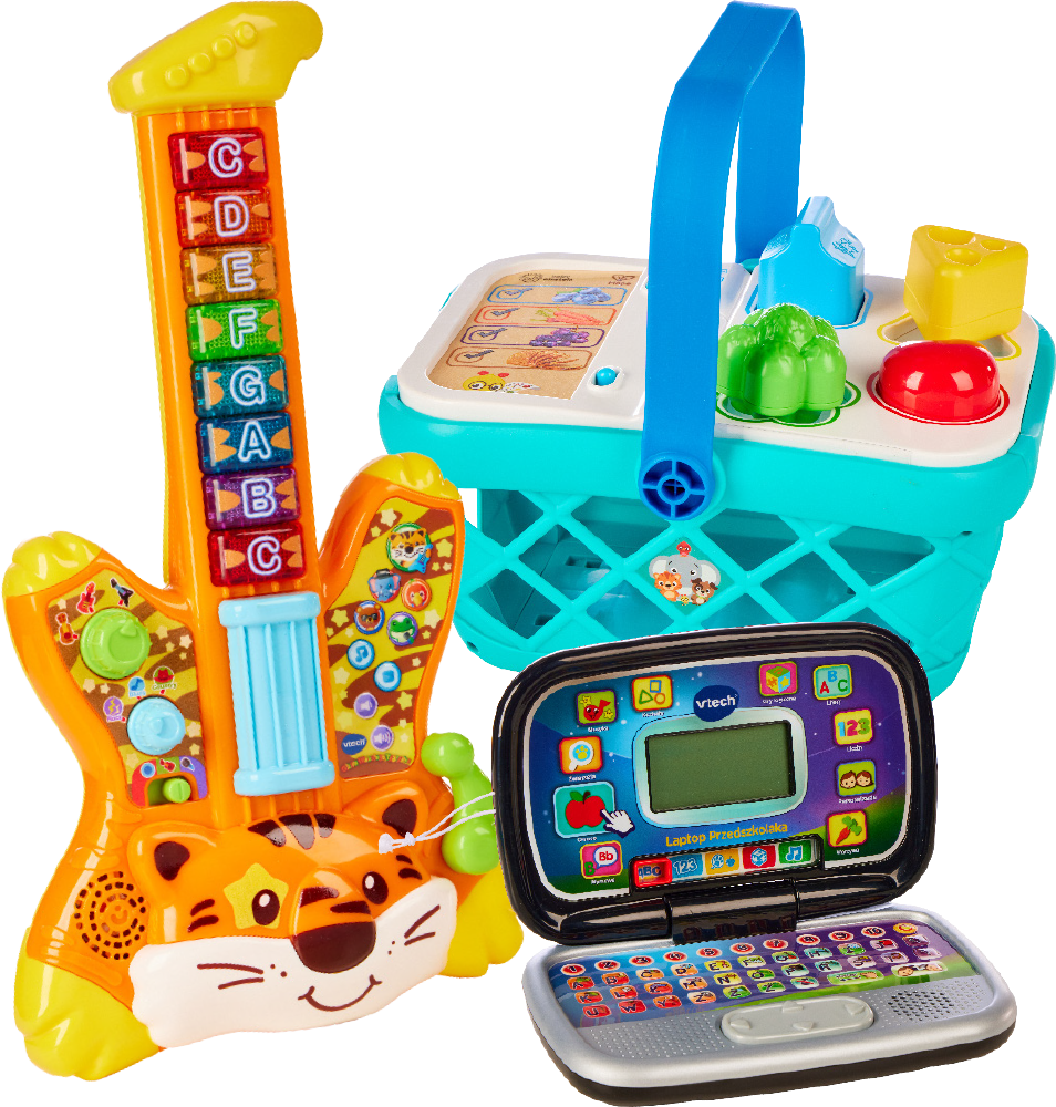 Zabawki dla maluchów Zabawki dla maluchów - koszyk, tablet, gitara