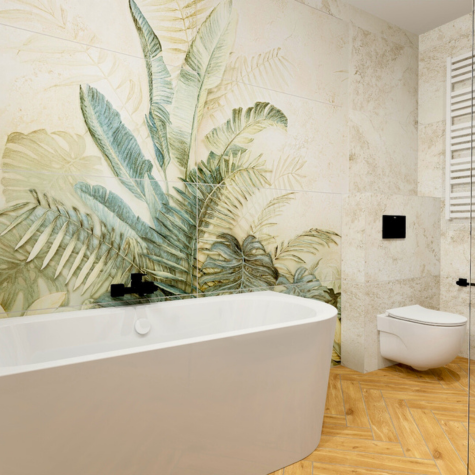 Projektowanie łazienek Salony Wójcik Łazienka z tropikalnym akcentem