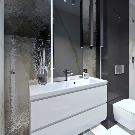 Kolekcja Calacatta od Paradyż jest kluczowym elementem projektu. Wizualizacja i projektowanie lazienek Kraków