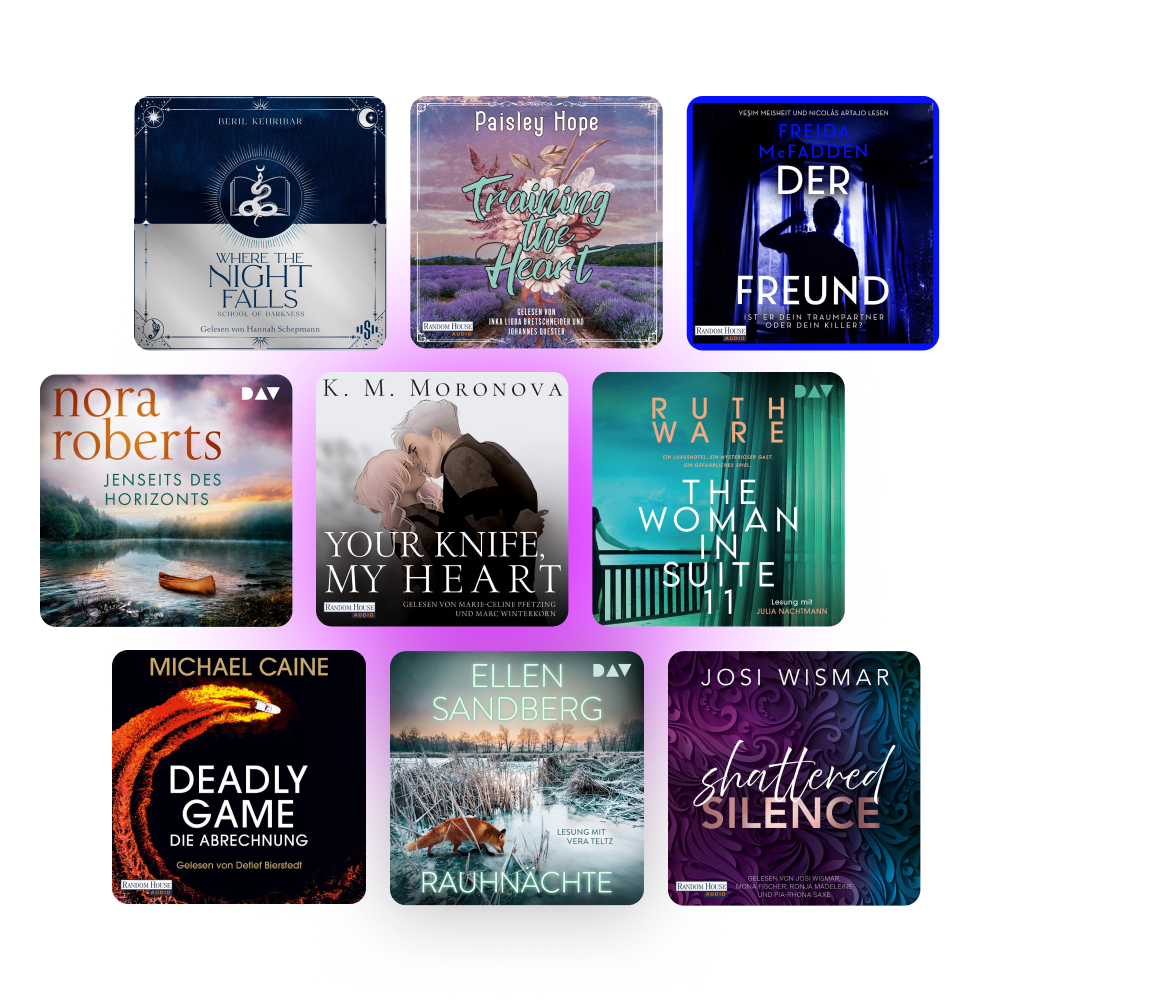 Cover der verf&uuml;gbaren H&ouml;rb&uuml;cher auf dem zweiten Foto