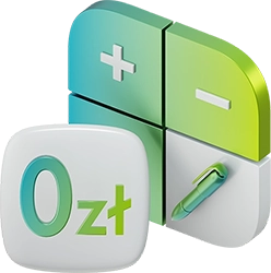 grafika kalkulatora oraz plakietki z napisem 0 złotych