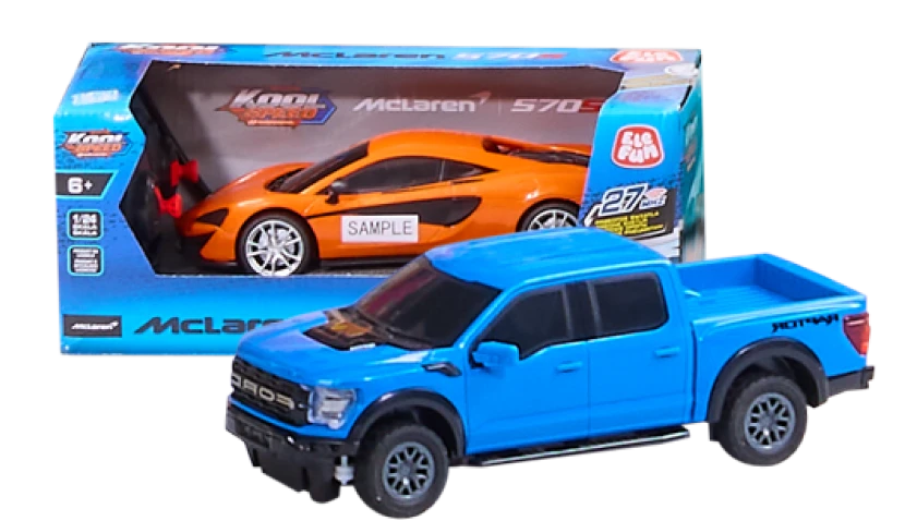 Samoch&oacute;d niebieski i samoch&oacute;d pomarańczowy w pudełku