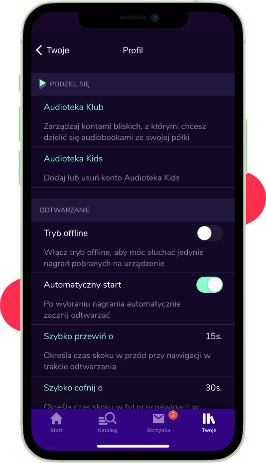 Zdjęcie przedstawiające widok aplikacji, ekran ustawień profilu użytkownika