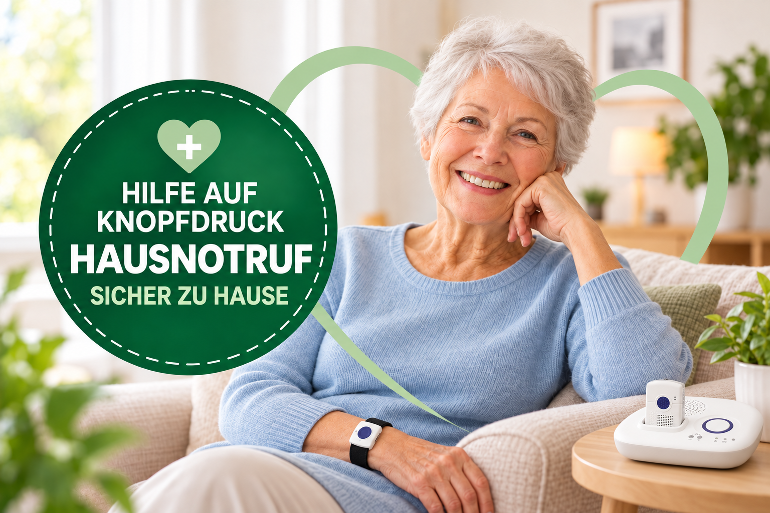 Seniorin nutzt den Hausnotruf zuhause