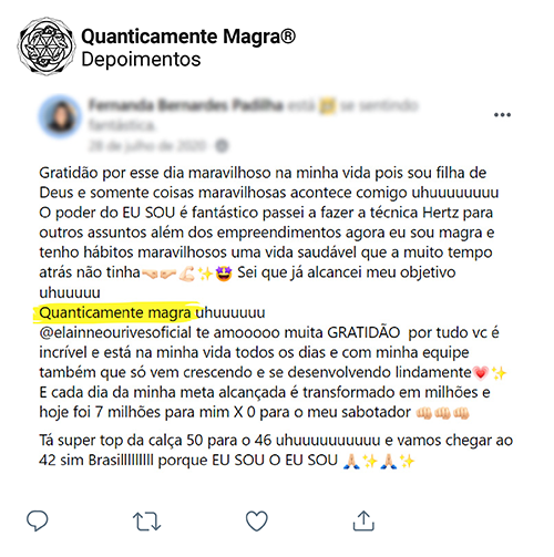 depoimento sobre curso da elainne ourives