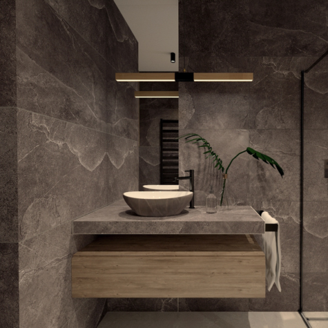 Nowoczesne projekty łazienek Kraków Elegancka łazienka w ciemnych tonach