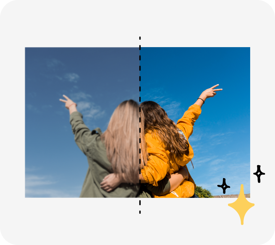 Porównanie jakości zdjęcia: po lewej stronie wersja wyblakła, po prawej wyraźna i nasycona kolorami odbitka po druku