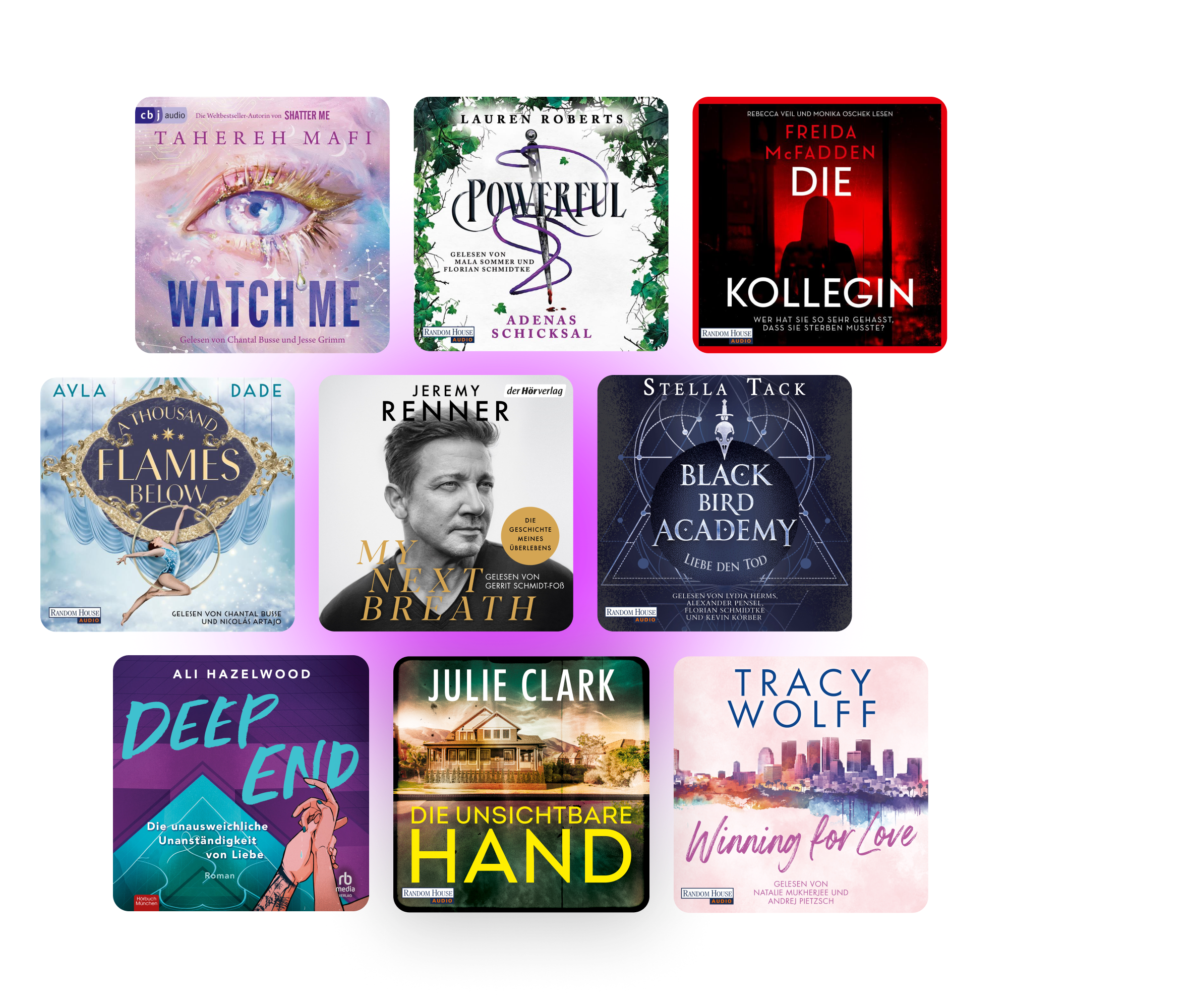 Cover der verfügbaren Hörbücher auf dem zweiten Foto