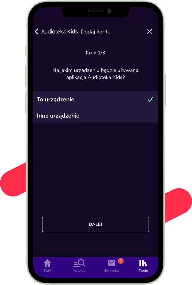 Zdjęcie przedstawiające widok aplikacji, ekran wyboru urządzenia na którym aplikacja ma działać