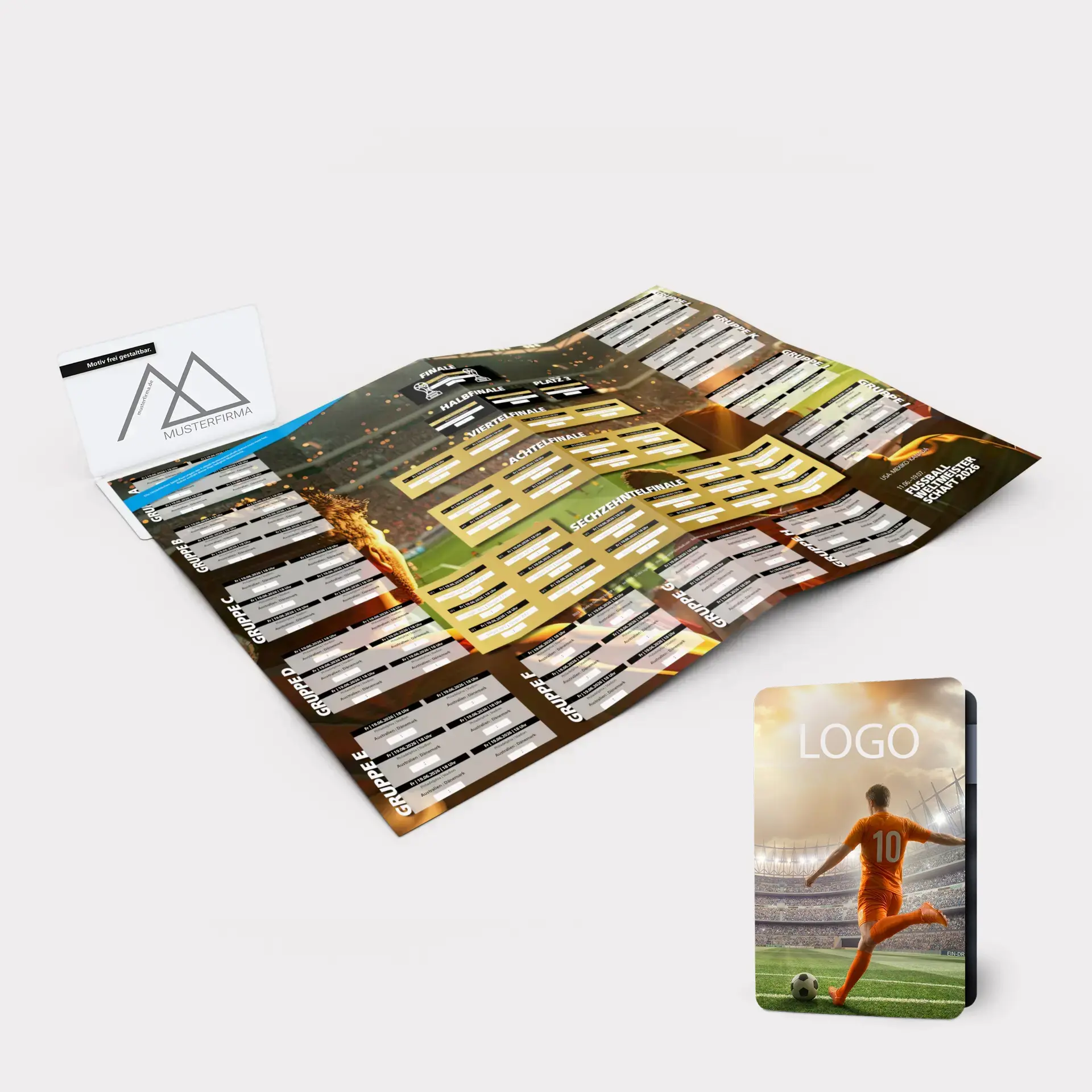 Individueller Pocket Spielplan 2026 mit vollfl&auml;chig bedruckbarem Umschlag nach Kunden-Vorgaben.