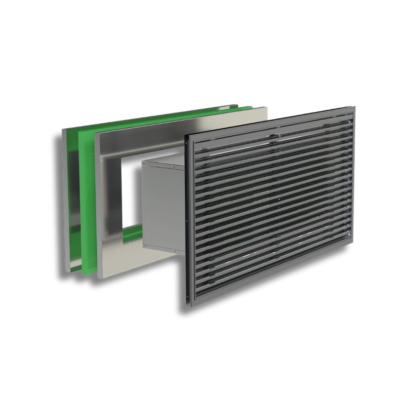 Standard PTAC air conditioning unit compatible with Brookvent external louver