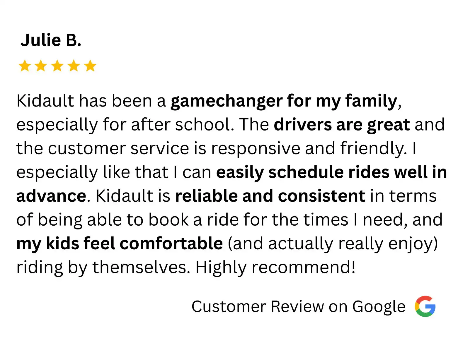 Customer review from Julie B.