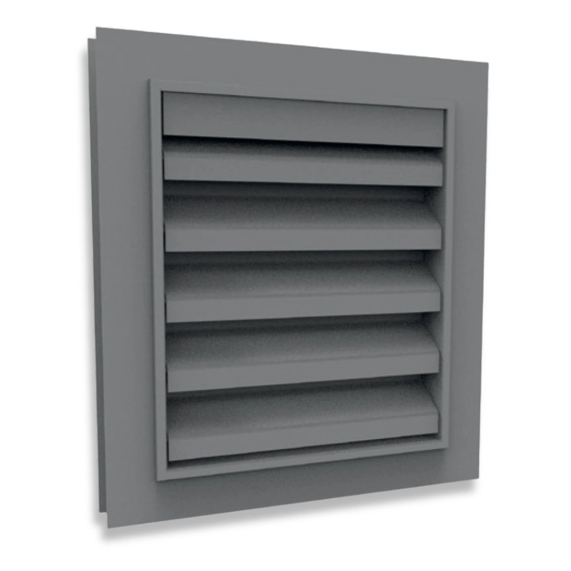 High-flow aluminum ventilation louver (Model BRL34Z-GL HF) with 34mm Z-shaped slats for increased airflow area