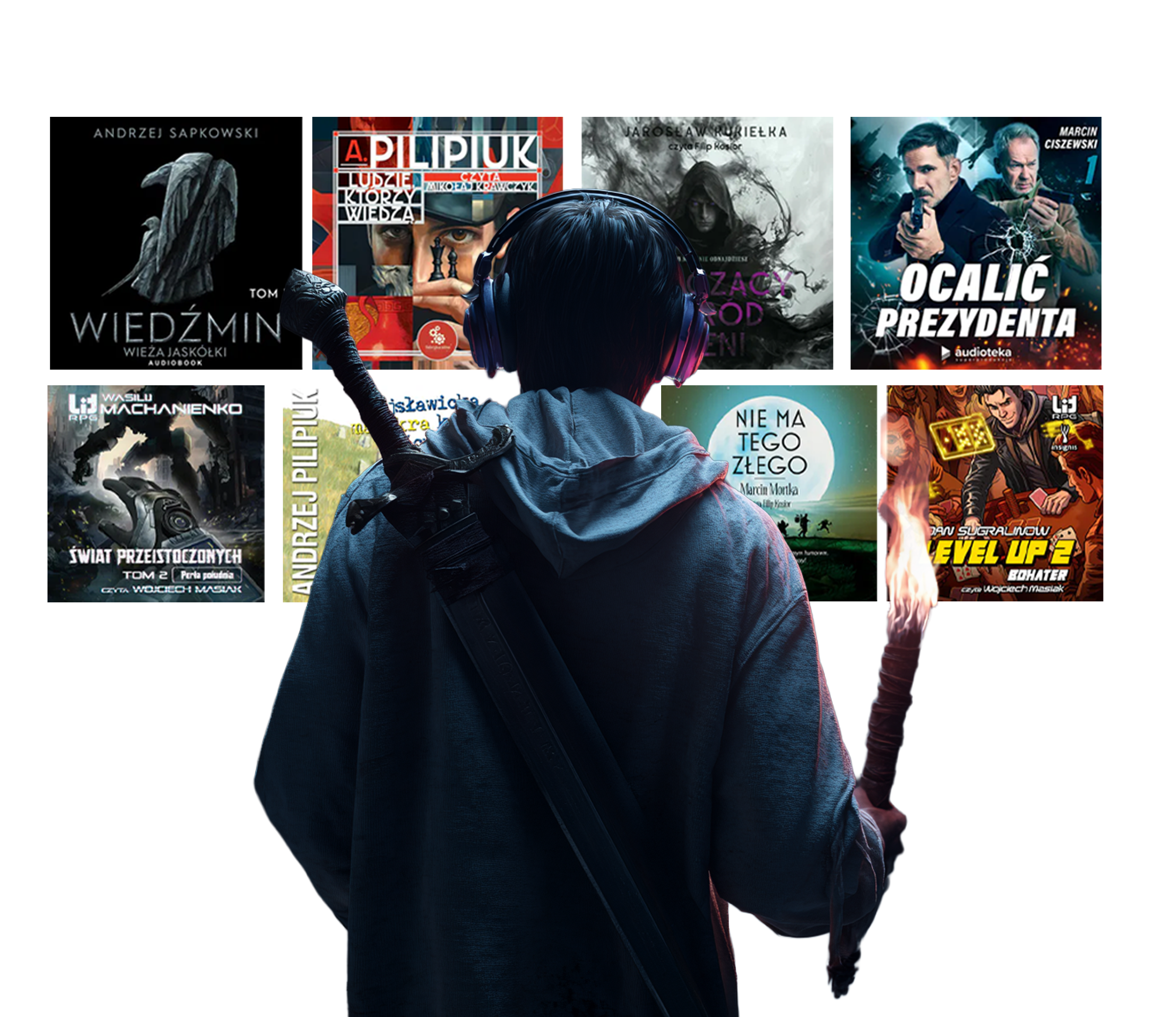 Zdjęcia chłopca i dziewczynki w słuchawkach