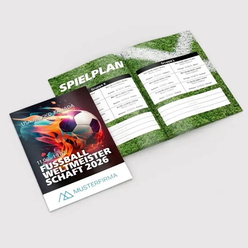 WM-Miniplaner 2026 Spielplan im A6-Format mit Logo