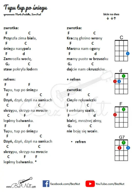 Tupu tup po śniegu - opracowanie na ukulele