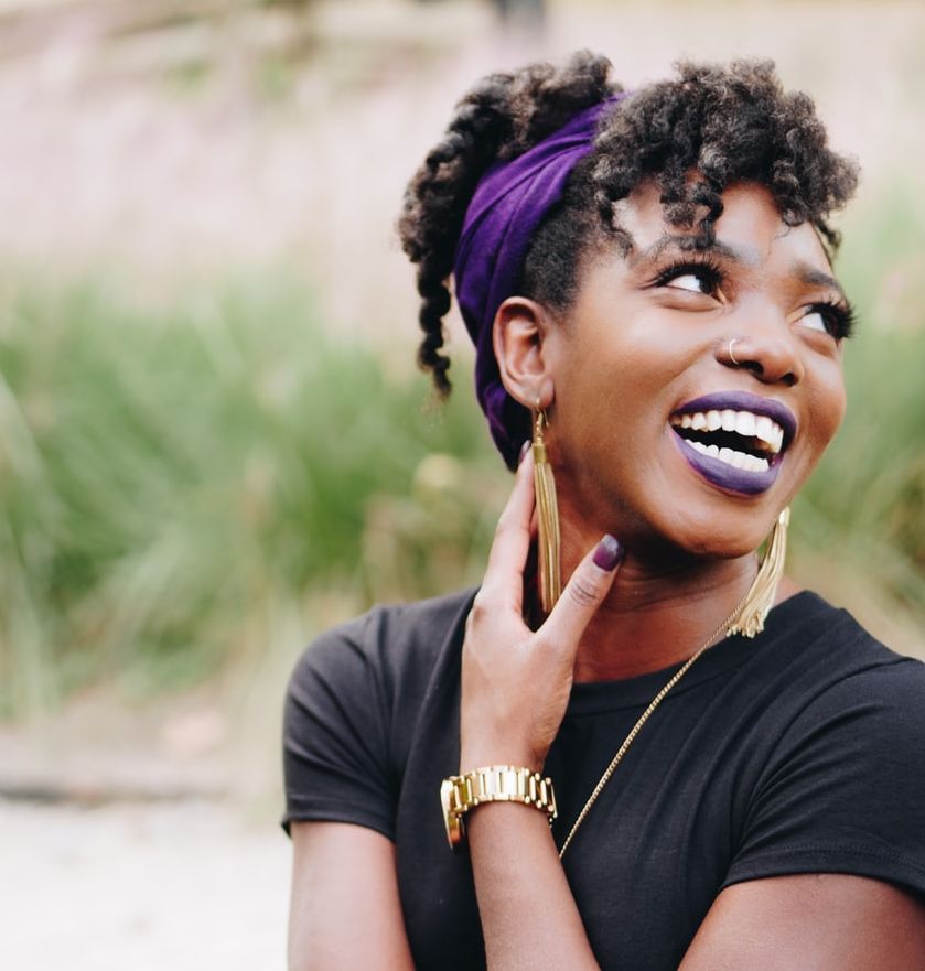 happy african american woman smiling