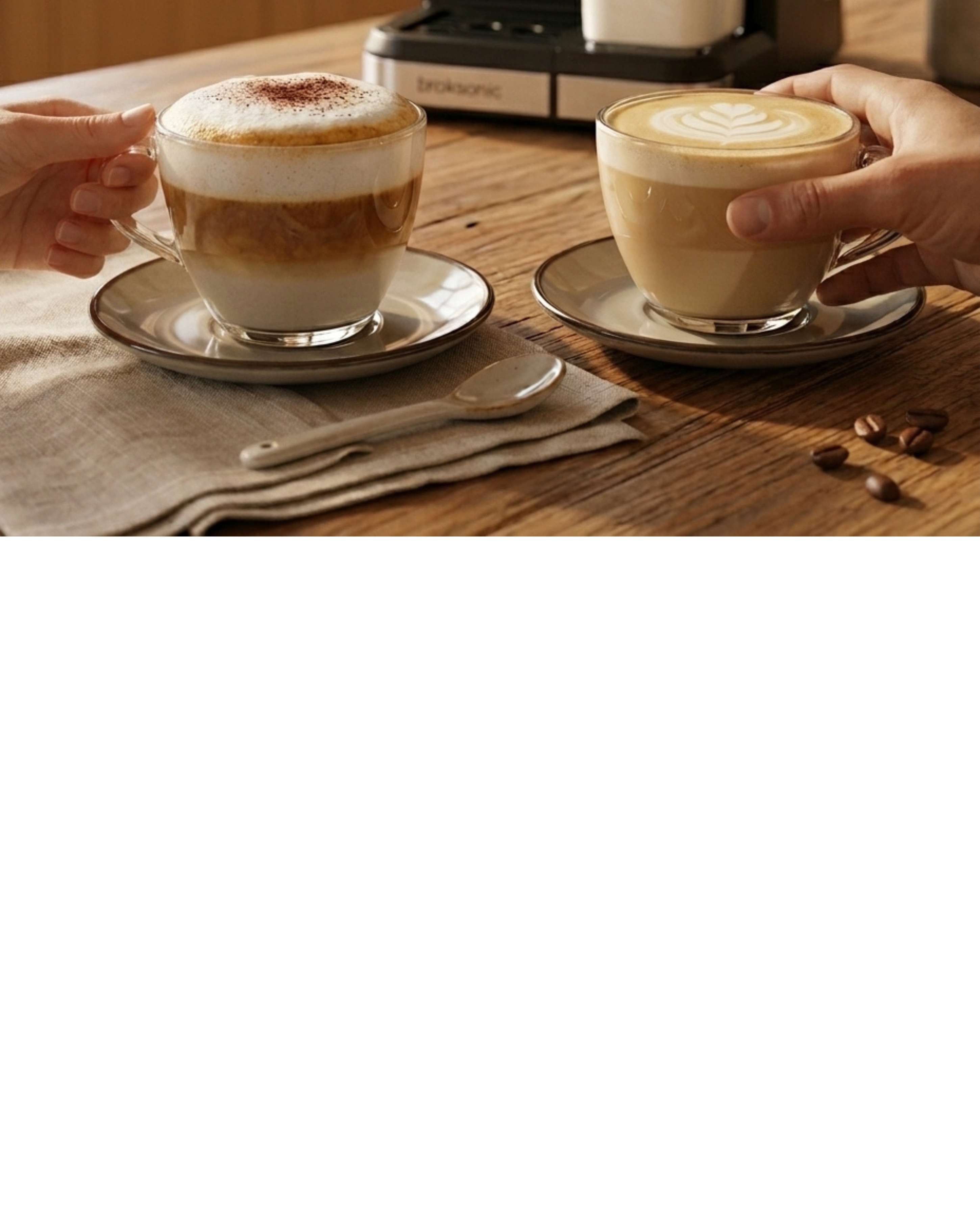 Cappuccino y latte preparados en casa