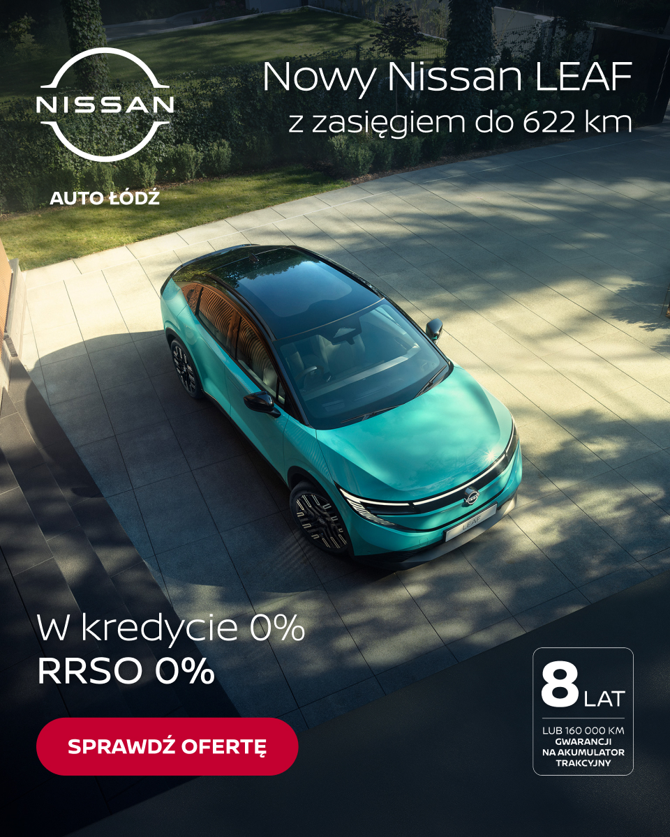 Biały Nissan Leaf w salonie Nissan Auto Łódź