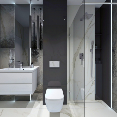 Dzięki płytkom Sleeping Beauty łazienka zyskuje dodatkowy blask. Wizualizacja i projektowanie lazienek Kraków