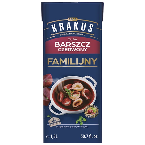 Barszcz czerwony w ciemnoniebieskim kartonie