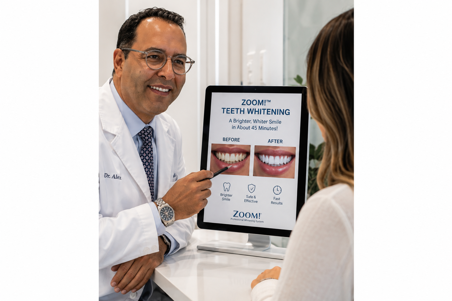 Dental professional caring for a patient in a modern dental office