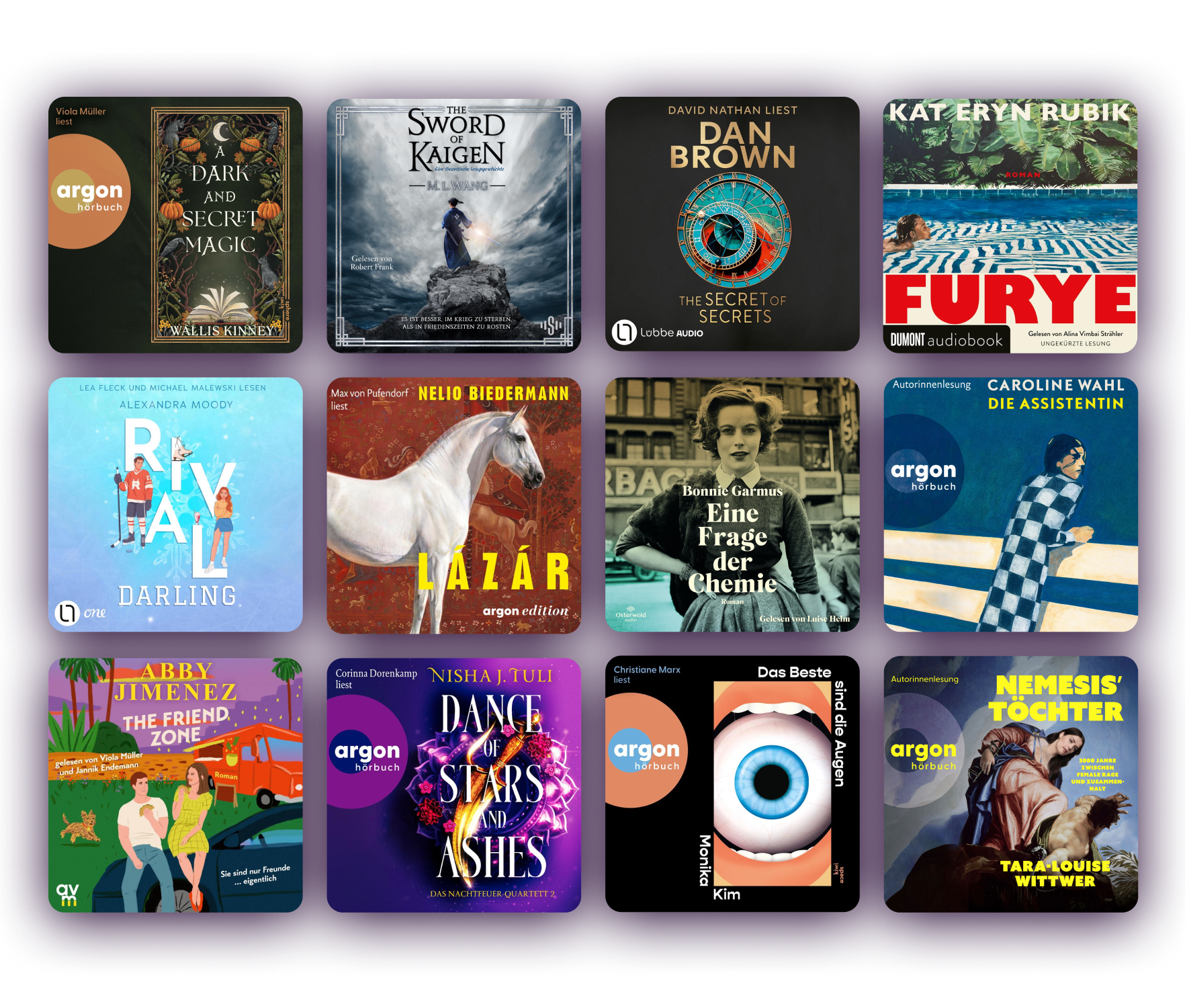 Cover der verf&uuml;gbaren H&ouml;rb&uuml;cher auf dem ersten Foto