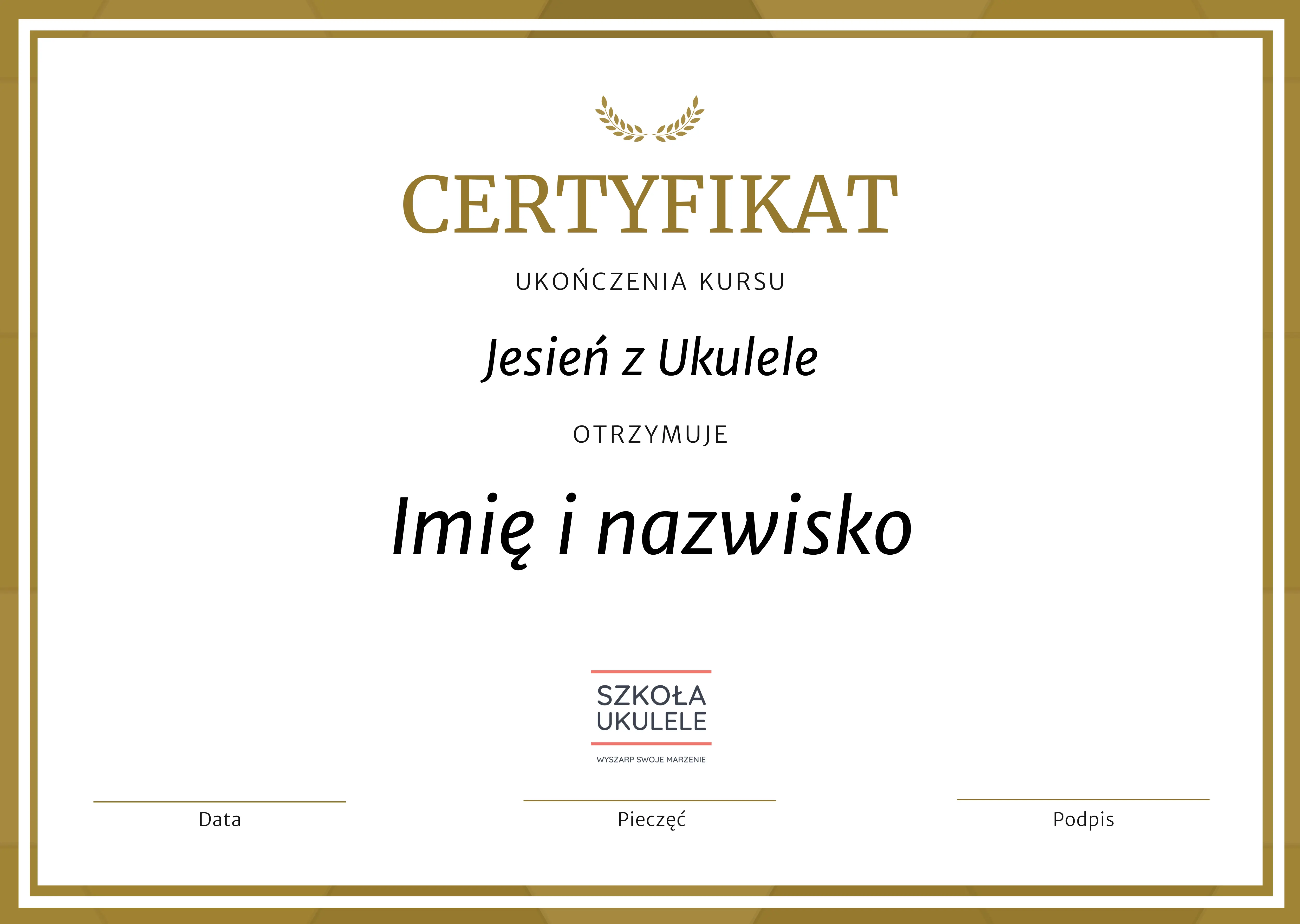 Jesień z ukulele - certyfikat ukończenia