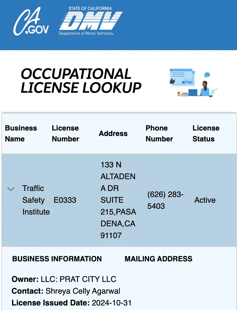 CA DMV License #E0333