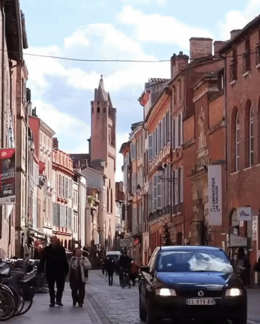 3 slide gif video highlighting Germany, including the German flag, a person playing the accordion, and historic buildings along the river.