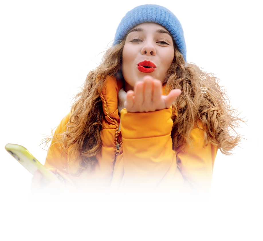 grafika z uśmiechniętą kobietą