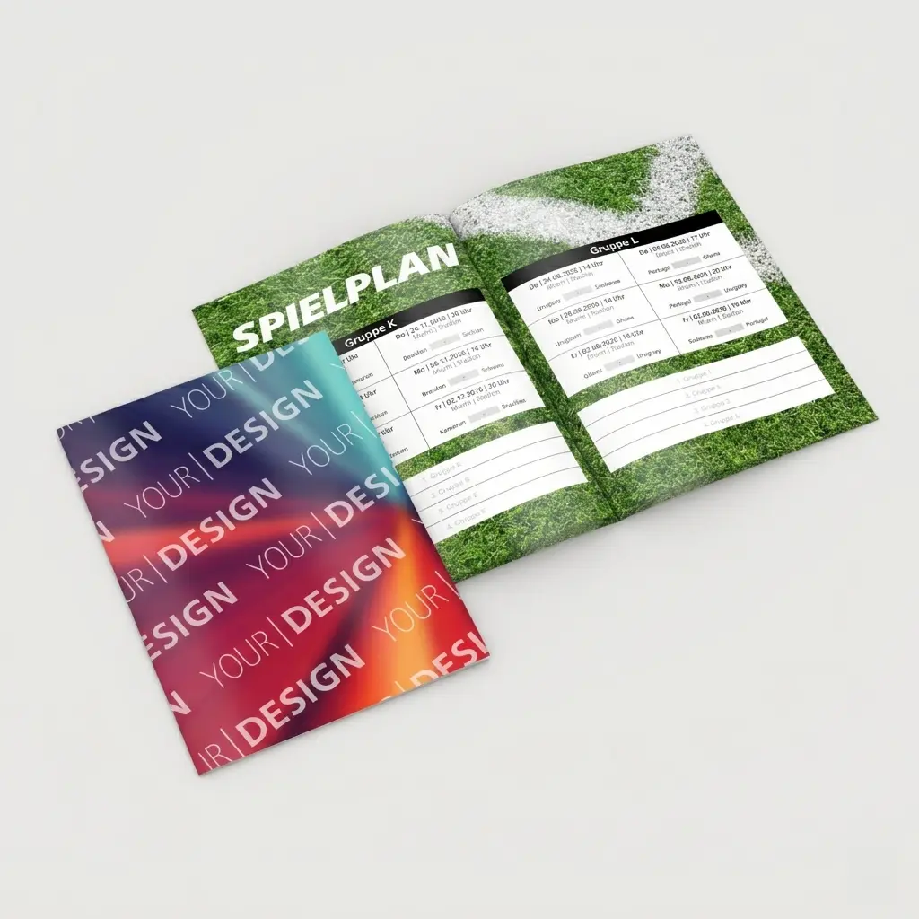 WM-Spielplan 2026 mit komplett individuellem Umschlag-Design gestalten.