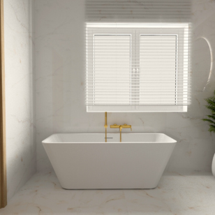 Projekt łazienki w jasnym stylu z elegancką strukturą kamienia Salon Łazienek Kraków