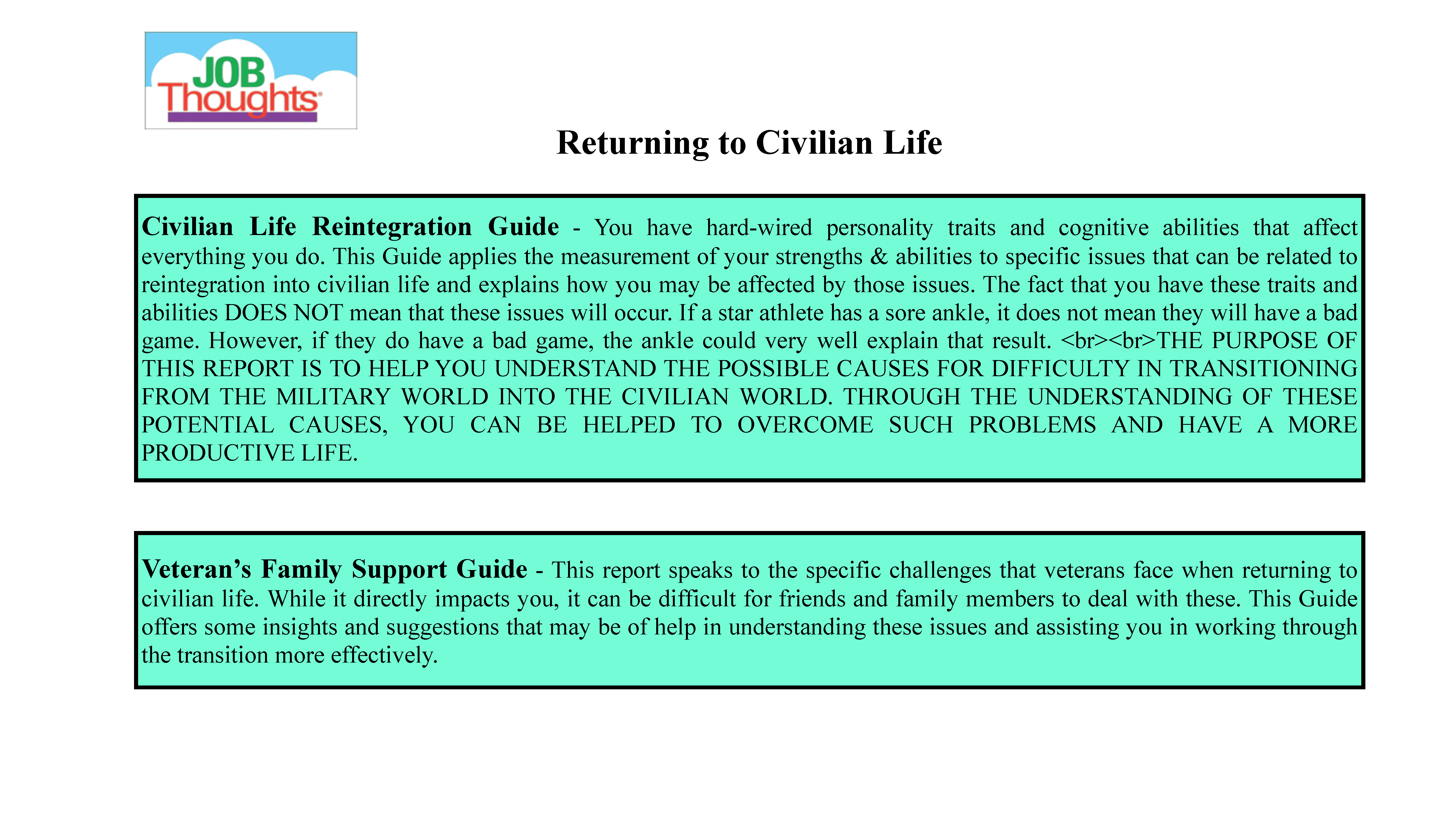 Returning to Civilian Life