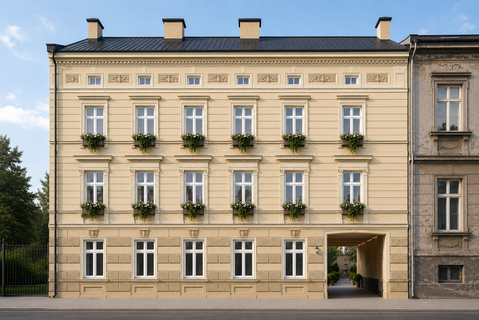 Zdjęcie kamienicy Rewolucji 40 w centrum Łodzi