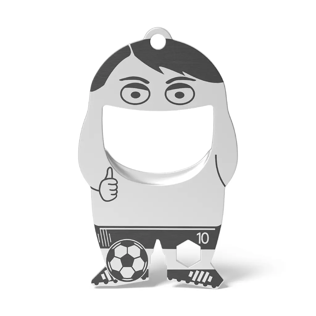 Flaschen&ouml;ffner "Fred Soccer" mit Lasergravur