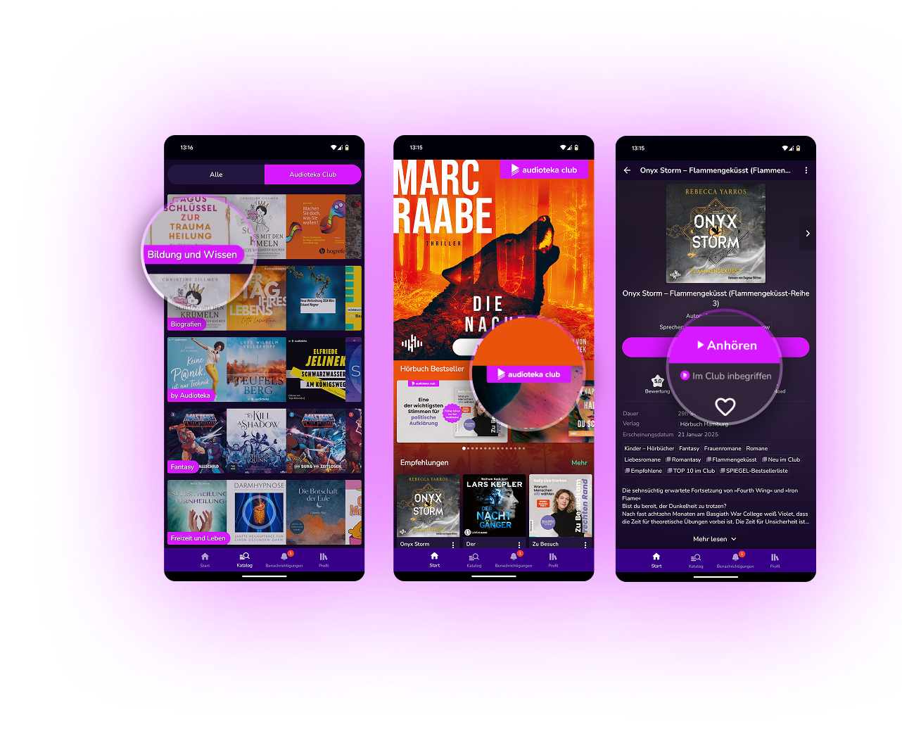 Ansicht der Anwendung mit vergrößerten Titel- und Schaltflächenelementen