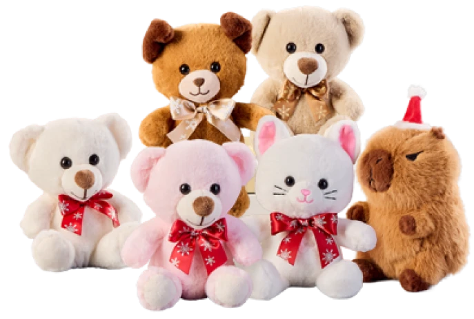 Kilka pluszak&oacute;w zwierzątek kokardkami