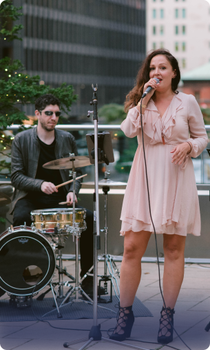 Photo of a live band on a rooftop