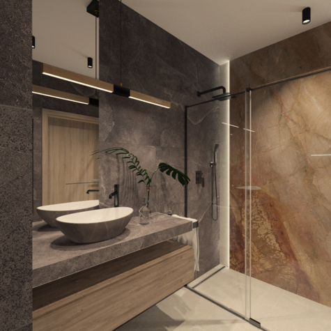 Nowoczesne projekty łazienek Kraków Elegancka łazienka w ciemnych tonach