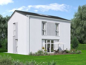 Wei&szlig;es Einfamilienhaus mit Terrasse und Garten